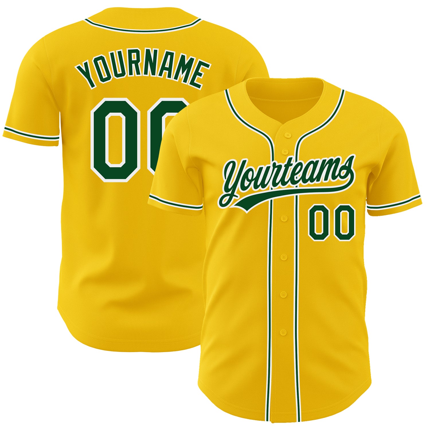 Custom Personalized Baseball Jersey with Name and Number - Yellow Green-White Authentic Team Gear Personalized Yellow Green-White