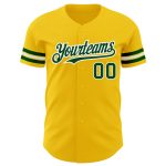 Authentic Personalized Baseball Jersey in Yellow Green-White Color Personalized Yellow Green-White Authentic Baseball Jersey