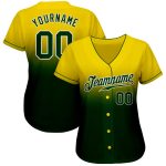 Custom Name Number Fade Fashion Baseball Jersey - Personalized Yellow Green-White Team Personalized Yellow Green-White Authentic