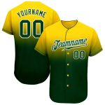 Custom Name Number Fade Fashion Baseball Jersey - Personalized Yellow Green-White Team Personalized Yellow Green-White Authentic