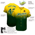 Custom Name Number Fade Fashion Baseball Jersey - Personalized Yellow Green-White Team Personalized Yellow Green-White Authentic