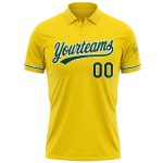 Custom Name Number Yellow Green White Vapor Golf Polo Shirt - Personalized Performance Team Apparel Personalized Yellow Green-White