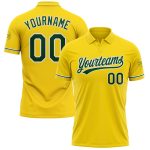 Custom Name Number Yellow Green White Vapor Golf Polo Shirt - Personalized Performance Team Apparel Personalized Yellow Green-White