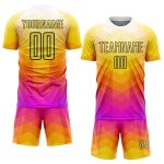 Custom Name and Number Personalized Soccer Jersey - Yellow Hot Pink-Black Geometric Shapes Uniform Personalized Yellow Hot