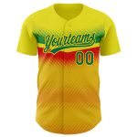 Custom Name Number Baseball Jersey - Personalized 3D Pattern Design in Yellow Kelly Green Abstract Dots Personalized Yellow