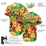 Personalized African Kwanzaa Baseball Jersey Custom Name Number 3D Yellow Kelly Green Pattern Authentic Team Apparel Personalized