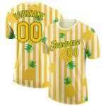 Custom Name Number Hawaii Tropical Pineapple 3D Pattern Performance T-Shirt - Personalized Yellow Kelly Green Design Personalized