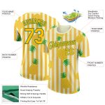 Custom Name Number Hawaii Tropical Pineapple 3D Pattern Performance T-Shirt - Personalized Yellow Kelly Green Design Personalized