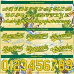 Personalized Basketball Shorts with 3D Tropical Palm Trees Pattern, Custom Name & Number in Yellow and Kelly Green Personalized