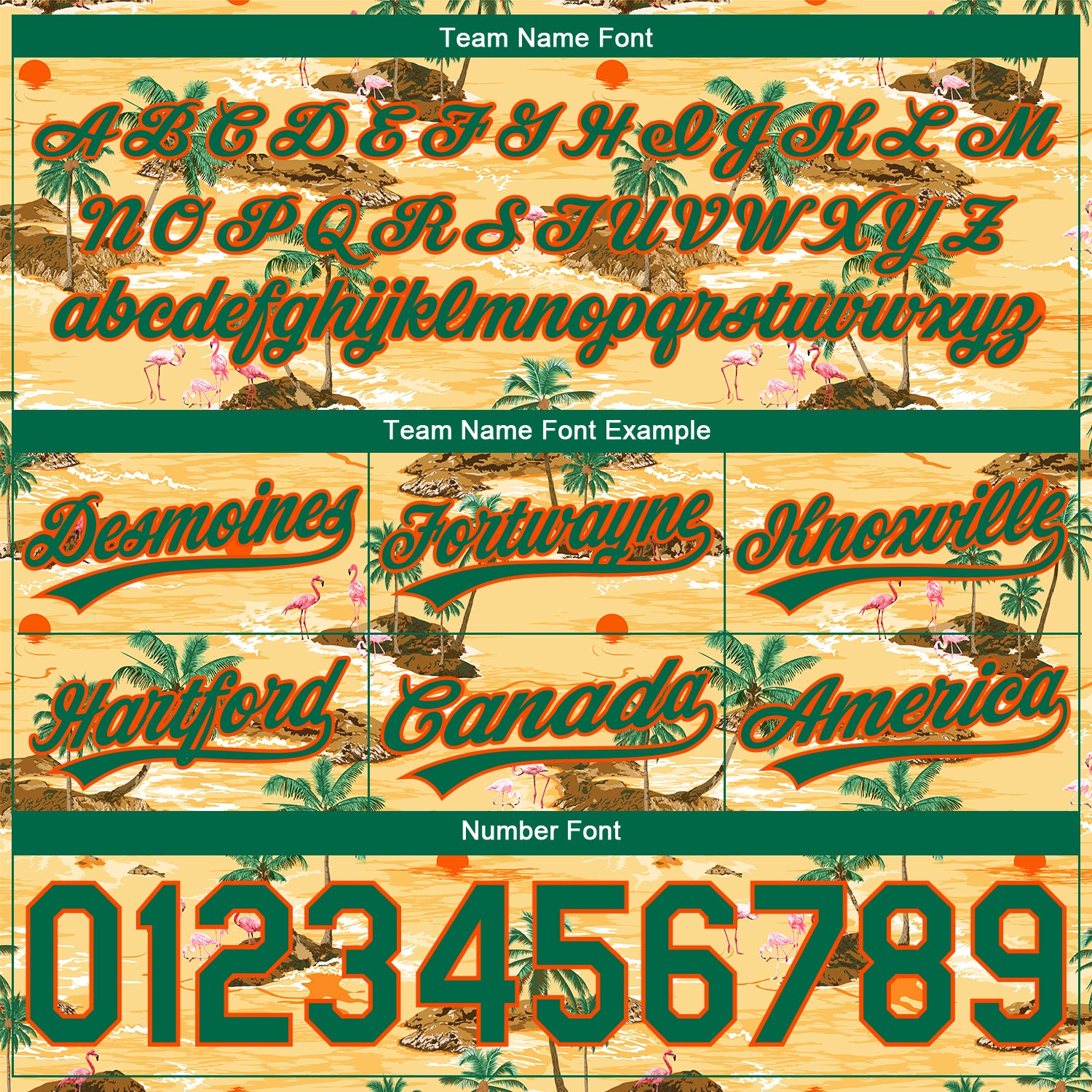 Personalized Yellow Kelly Green-Orange 3D Pattern Hawaii Palm Trees And Flamingo Authentic Basketball Shorts Team Custom Name and Number Personalized Hawaii Flamingo Basketball Shorts with Custom Name & Number - Yellow Kelly Green-Orange 3D Palm Tree Design - Image 3