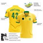 Custom Performance Golf Polo Shirt with Personalized Name and Number in Yellow and Kelly Green Personalized Yellow Kelly