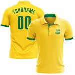 Custom Performance Golf Polo Shirt with Personalized Name and Number in Yellow and Kelly Green Personalized Yellow Kelly