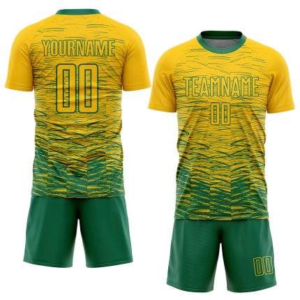 Custom Name Number Soccer Jersey Uniform - Personalized Yellow Kelly Green Sublimation Team Design Personalized Yellow Kelly
