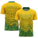 Custom Name Number Soccer Jersey Uniform - Personalized Yellow Kelly Green Sublimation Team Design Personalized Yellow Kelly