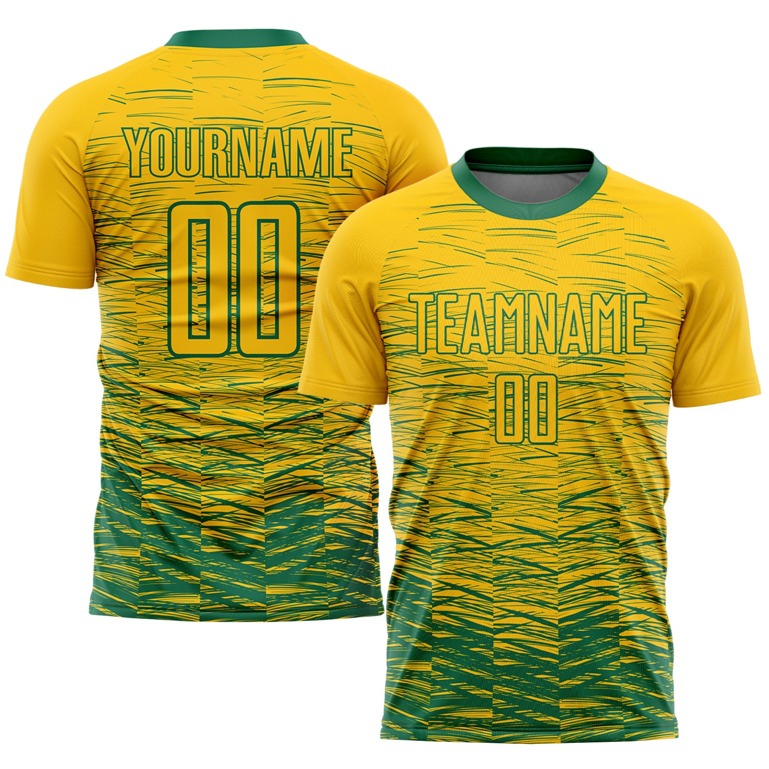 Custom Name Number Soccer Jersey Uniform - Personalized Yellow Kelly Green Sublimation Team Design Personalized Yellow Kelly