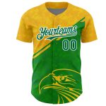 Custom Personalized Eagle Baseball Jersey - 3D Yellow Green-White Pattern with Team Name and Number Personalized Yellow Kelly