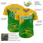 Custom Personalized Eagle Baseball Jersey - 3D Yellow Green-White Pattern with Team Name and Number Personalized Yellow Kelly