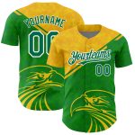 Custom Personalized Eagle Baseball Jersey - 3D Yellow Green-White Pattern with Team Name and Number Personalized Yellow Kelly