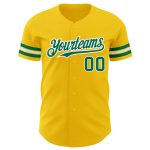 Personalized Yellow Green-White Authentic Baseball Jersey for Men and Women Personalized Yellow Kelly Green-White Authentic