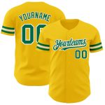 Personalized Yellow Green-White Authentic Baseball Jersey for Men and Women Personalized Yellow Kelly Green-White Authentic