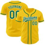 Custom Name and Number Personalized Yellow Green-White Baseball Jersey - Authentic Team Jersey Personalized Yellow Kelly