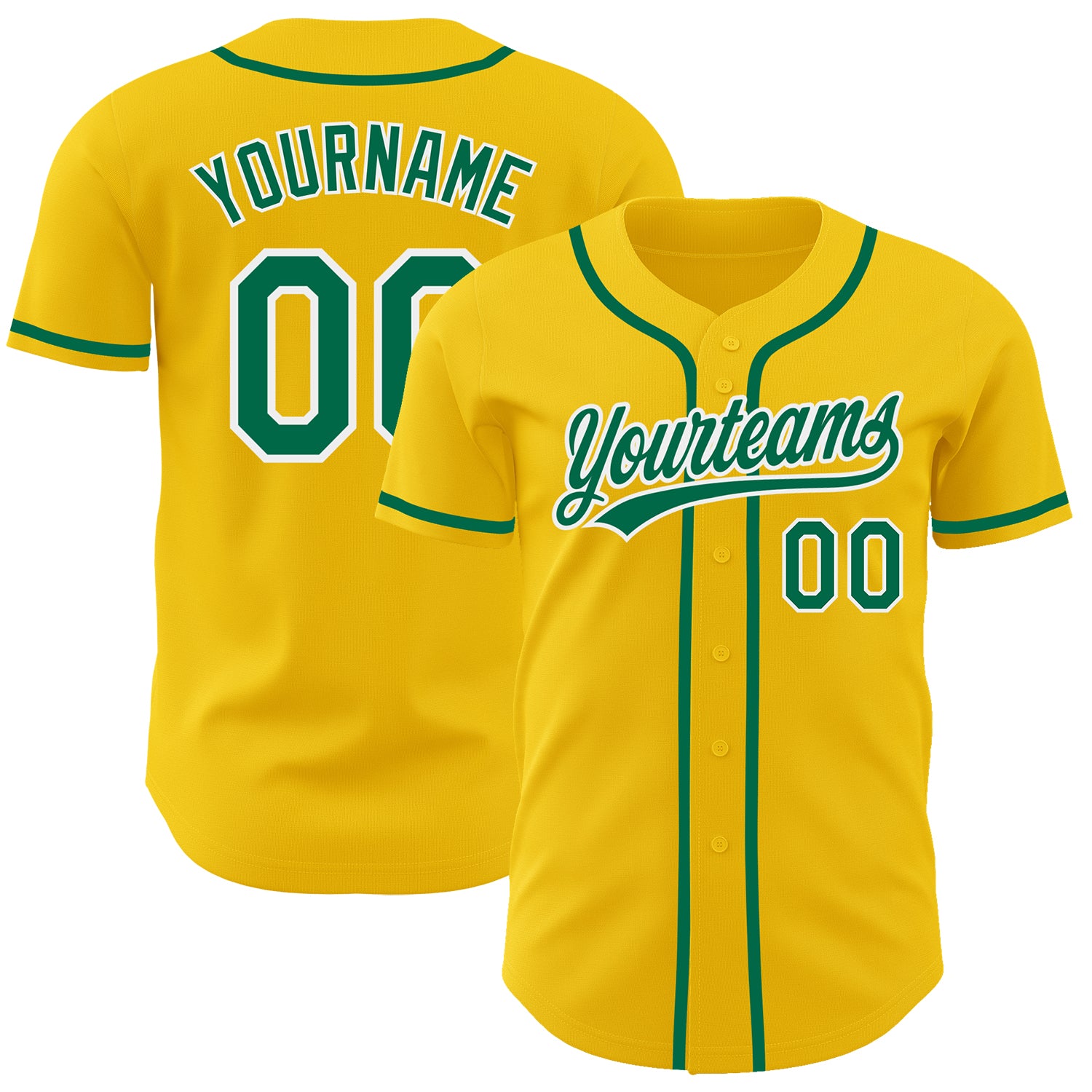 Custom Name and Number Personalized Yellow Green-White Baseball Jersey - Authentic Team Jersey Personalized Yellow Kelly