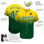 Customizable Fade Baseball Jersey - Personalized Yellow Kelly Green-White with Name and Number Personalized Yellow Kelly