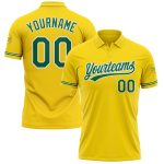 Custom Name and Number Personalized Performance Golf Polo Shirt - Yellow Kelly Green-White Personalized Yellow Kelly Green-White