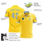 Custom Team Name Number Golf Polo Shirt - Personalized Yellow Light Blue Performance Polo Personalized Yellow Light Blue