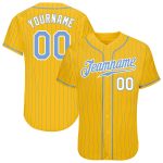 Custom Name and Number Personalized Blue Pinstripe Baseball Jersey - Authentic Team Gear Personalized Yellow Light Blue Pinstripe