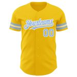 Personalized Authentic Baseball Jersey - Yellow Light Blue and White Color Personalized Yellow Light Blue-White Authentic