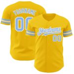 Personalized Authentic Baseball Jersey - Yellow Light Blue and White Color Personalized Yellow Light Blue-White Authentic
