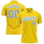 Custom Personalized Golf Polo Shirt - Yellow Light Blue-White Performance with Team Name & Number Personalized Yellow Light