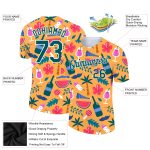 Custom Team Name Number T-Shirt - Personalized 3D Yellow Midnight Green-White Pattern Design for Hawaii Summer Holiday Personalized