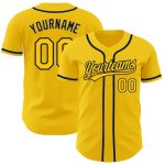 Custom Name and Number Authentic Baseball Jersey - Personalized Yellow and Navy Team Jersey Personalized Yellow Navy Authentic