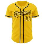 Custom Name and Number Authentic Baseball Jersey - Personalized Yellow and Navy Team Jersey Personalized Yellow Navy Authentic