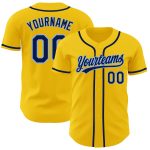 Custom Name and Number Personalized Baseball Jersey - Yellow Navy Light Blue Authentic Team Apparel Personalized Yellow Navy-Light
