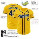 Custom Name and Number Personalized Baseball Jersey - Yellow Navy Light Blue Authentic Team Apparel Personalized Yellow Navy-Light