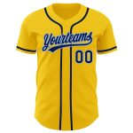 Custom Name and Number Personalized Baseball Jersey - Yellow Navy Light Blue Authentic Team Apparel Personalized Yellow Navy-Light