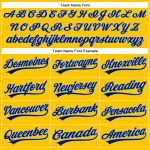 Custom Name and Number Personalized Baseball Jersey - Yellow Navy Light Blue Authentic Team Apparel Personalized Yellow Navy-Light