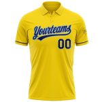 Custom Name and Number Personalized Yellow Navy-Light Blue Golf Polo Shirt - Performance Vapor Team Apparel Personalized