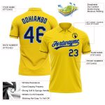 Custom Name and Number Personalized Yellow Navy-Light Blue Golf Polo Shirt - Performance Vapor Team Apparel Personalized