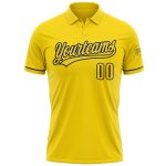 Custom Name Number Personalized Yellow Navy Golf Polo Shirt Performance Vapor Personalized Yellow Navy Performance Vapor