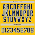 Custom Personalized Yellow Navy Pinstripe Baseball Jersey with Name and Number - Authentic Team Apparel, Light Blue Personalized