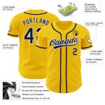Custom Authentic Baseball Jersey Personalized Yellow Navy-White with Name and Number Personalized Yellow Navy-White Authentic