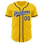 Custom Authentic Baseball Jersey Personalized Yellow Navy-White with Name and Number Personalized Yellow Navy-White Authentic