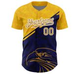 Custom Name and Number Personalized Eagle Baseball Jersey - Yellow Old Gold Navy 3D Pattern Design Personalized Yellow Old