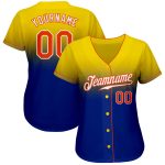Custom Name and Number Personalized Baseball Jersey - Yellow Orange-Royal Authentic Fade Fashion Team Jersey Personalized
