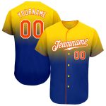 Custom Name and Number Personalized Baseball Jersey - Yellow Orange-Royal Authentic Fade Fashion Team Jersey Personalized
