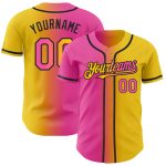 Custom Name and Number Baseball Jersey - Personalized Gradient Yellow Pink and Black Fashion Team Jersey Personalized Yellow